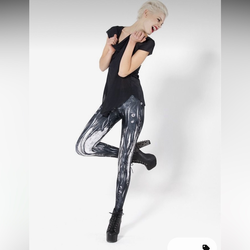 Blackmilk Clothing leggings limited biomechanial M black white cult industrial